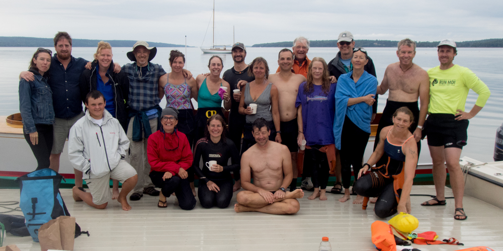 swimmers and crew after the swim